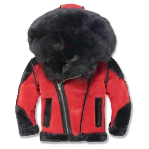 Kids El Jefe Shearling Moto Jacket In Bred