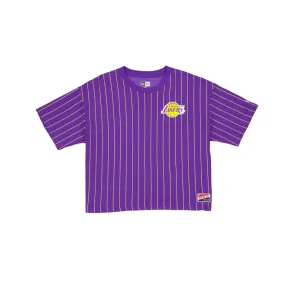 Lakers Wmns Purple Pinstripe Tee