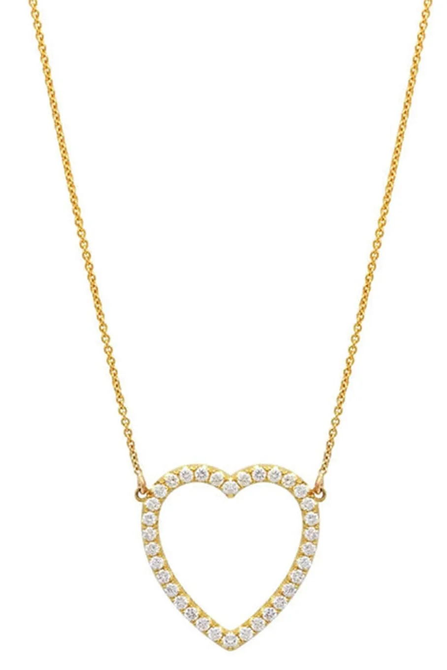 Large Diamond Open Heart Necklace