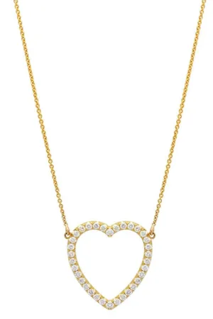 Large Diamond Open Heart Necklace