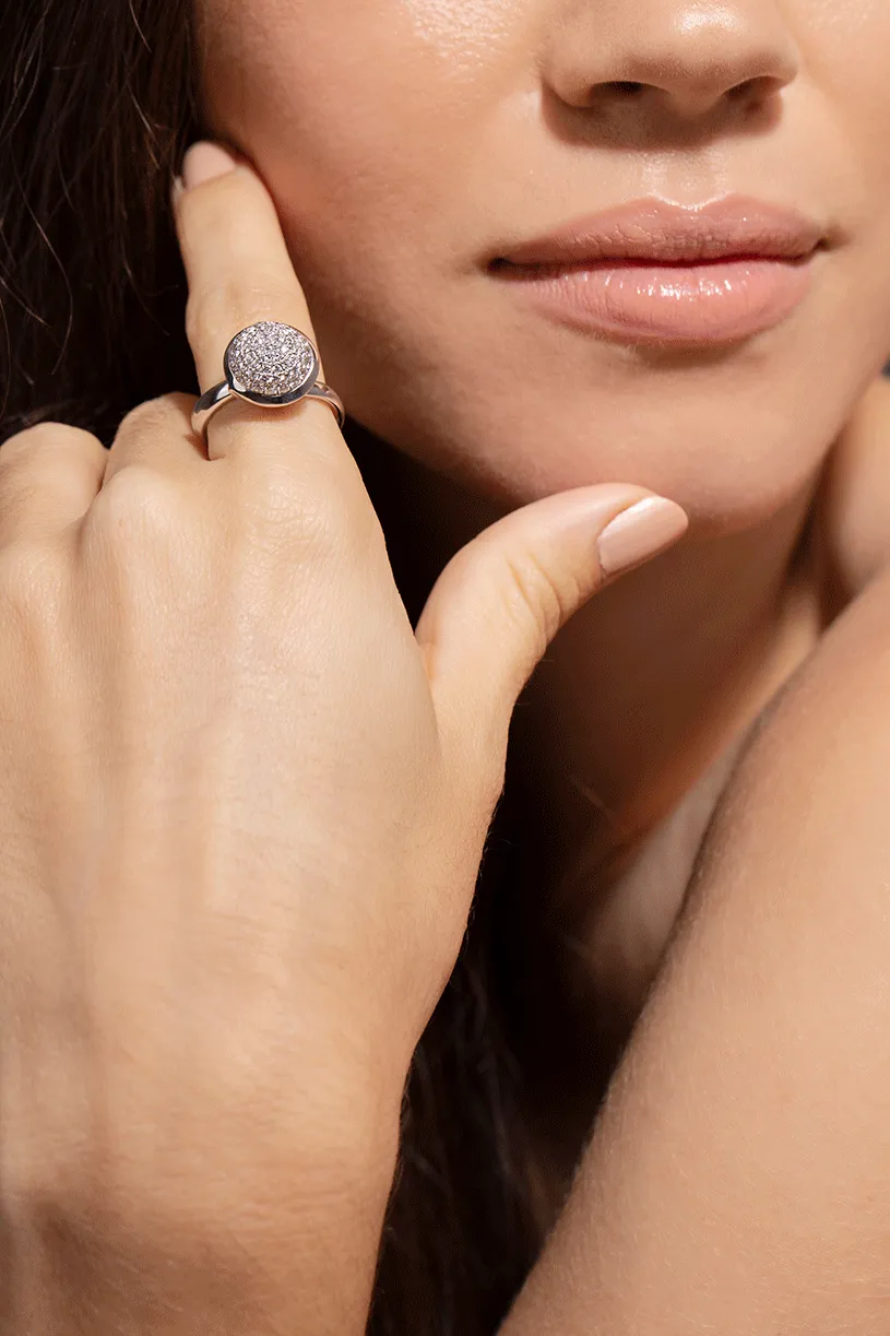 Large Diamond Pave Bouton Ring