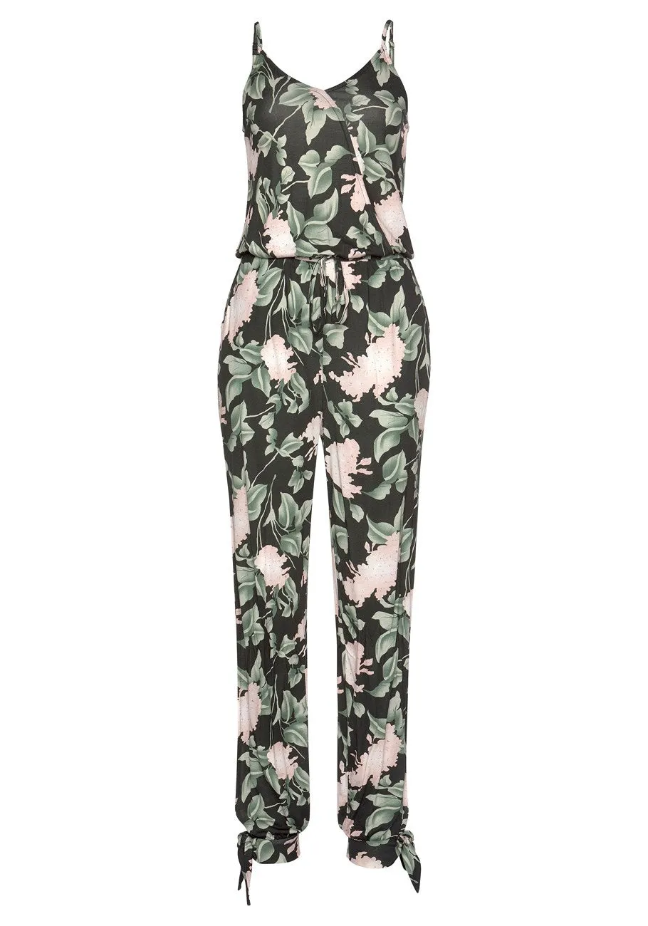 LASCANA Women's Sleeveless Floral Print Jumpsuit