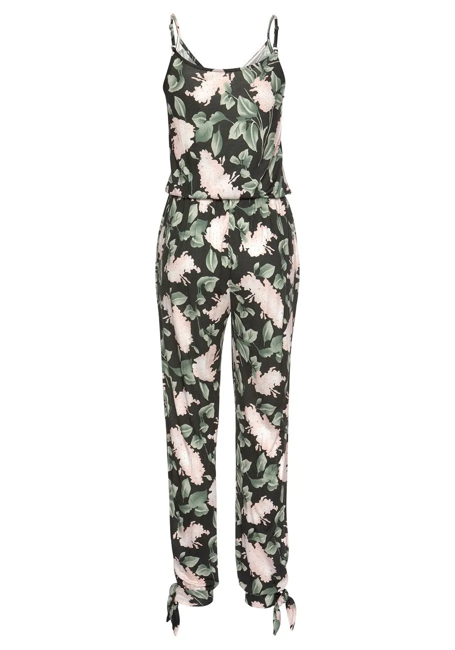 LASCANA Women's Sleeveless Floral Print Jumpsuit