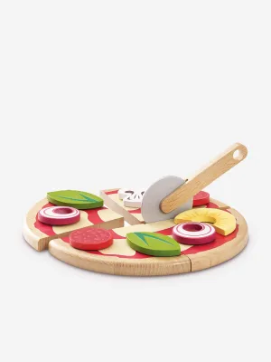 Le Toy Van Pizza & Toppings with Slice Cutter-13 Piece (W:20 x D:20 x H:2cm)