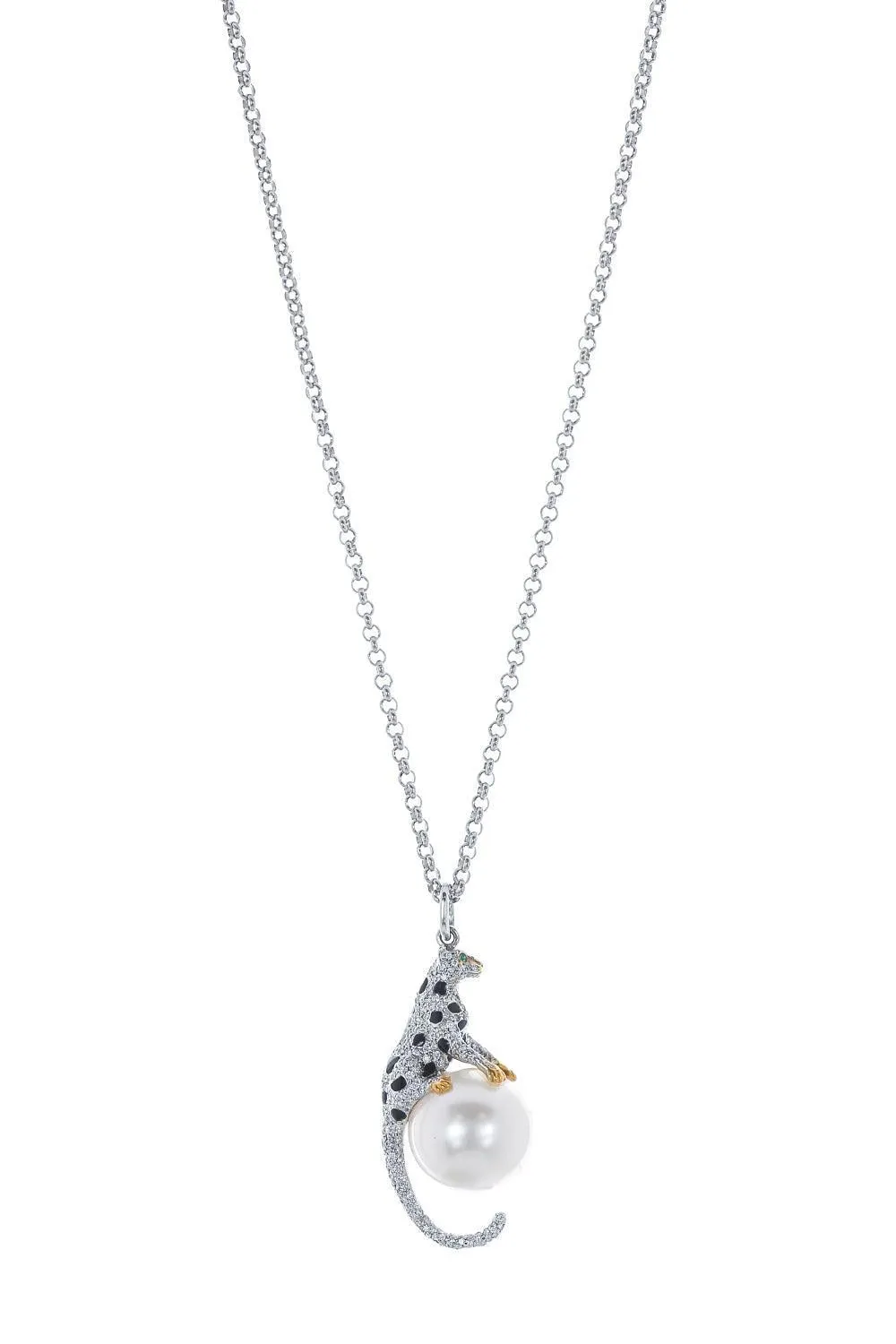 Leopard Hanging Pearl Necklace