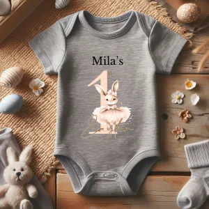 Little Bunny- Personalised First Easter Baby Vest Grey