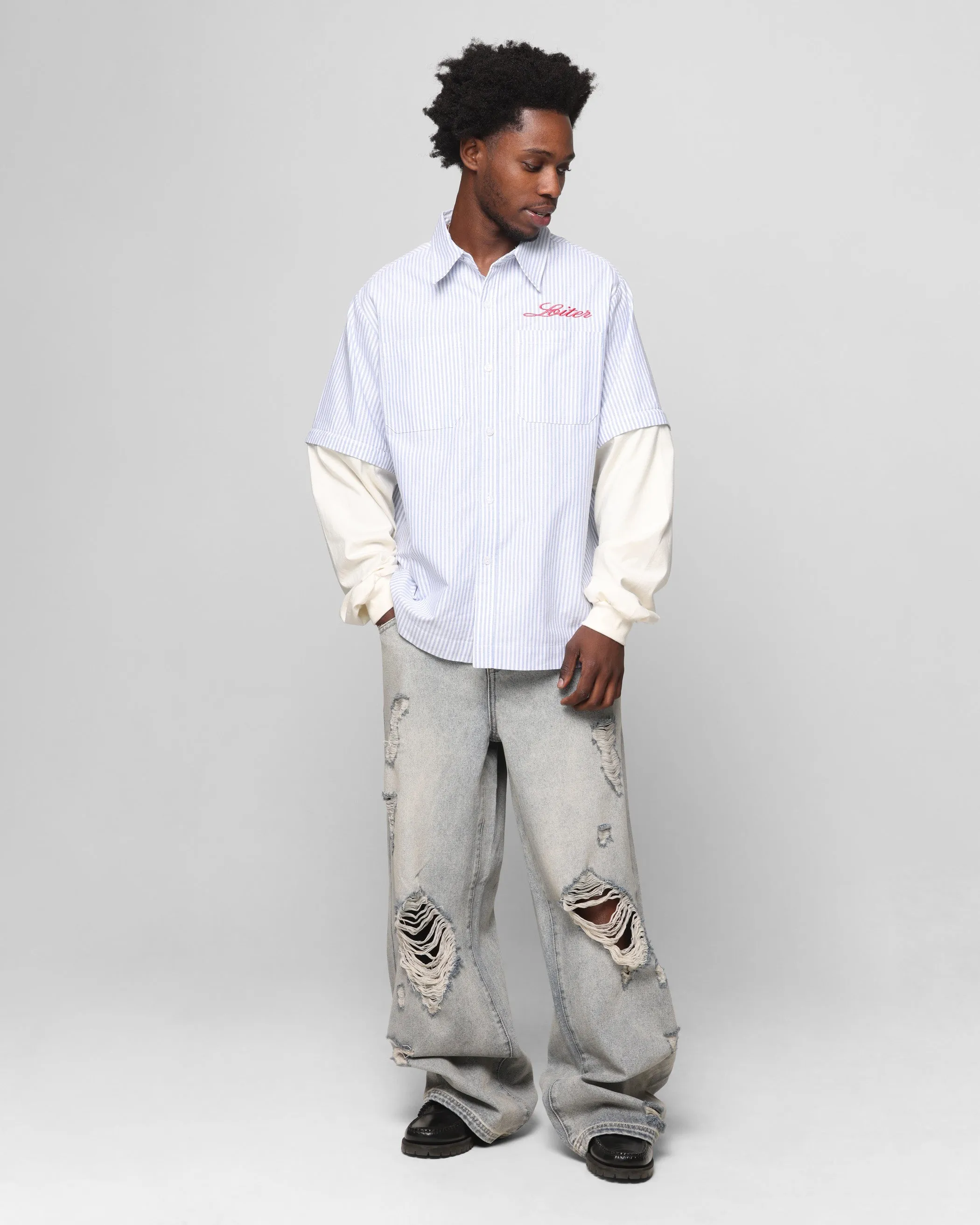 Loiter Art Studio Work Shirt Blue Stripe