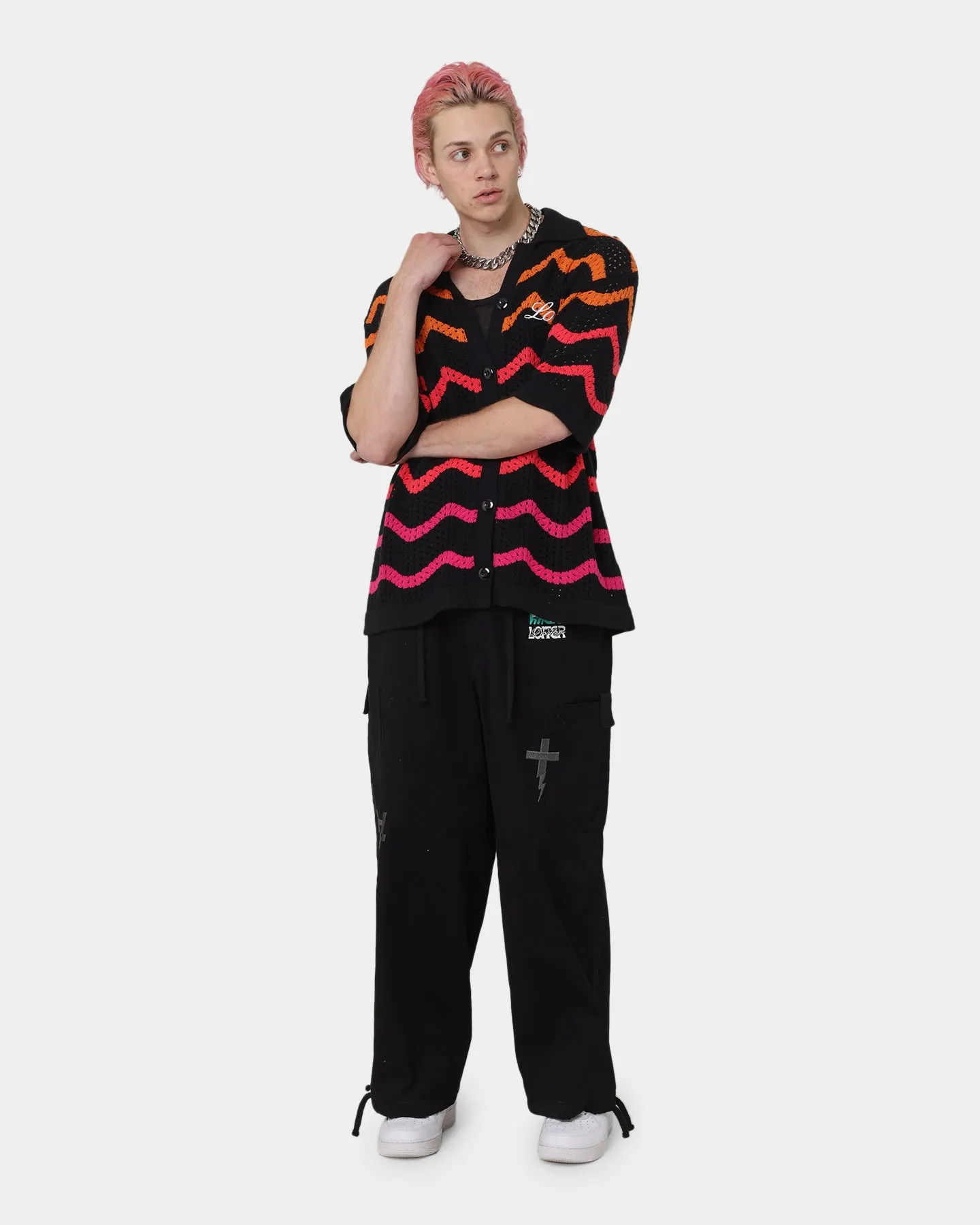 Loiter Breeze Knit Button-Up Shirt Black