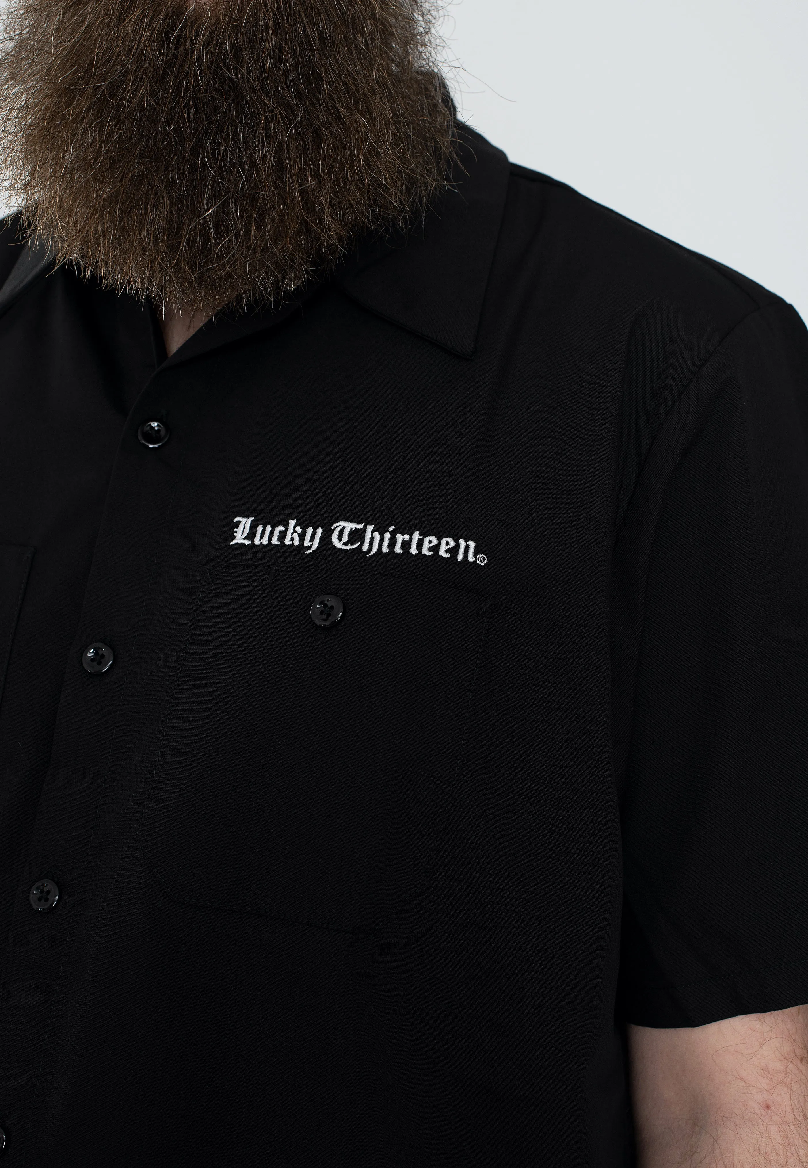 Lucky 13 - The Winged Skully Work Charcoal - Shirt