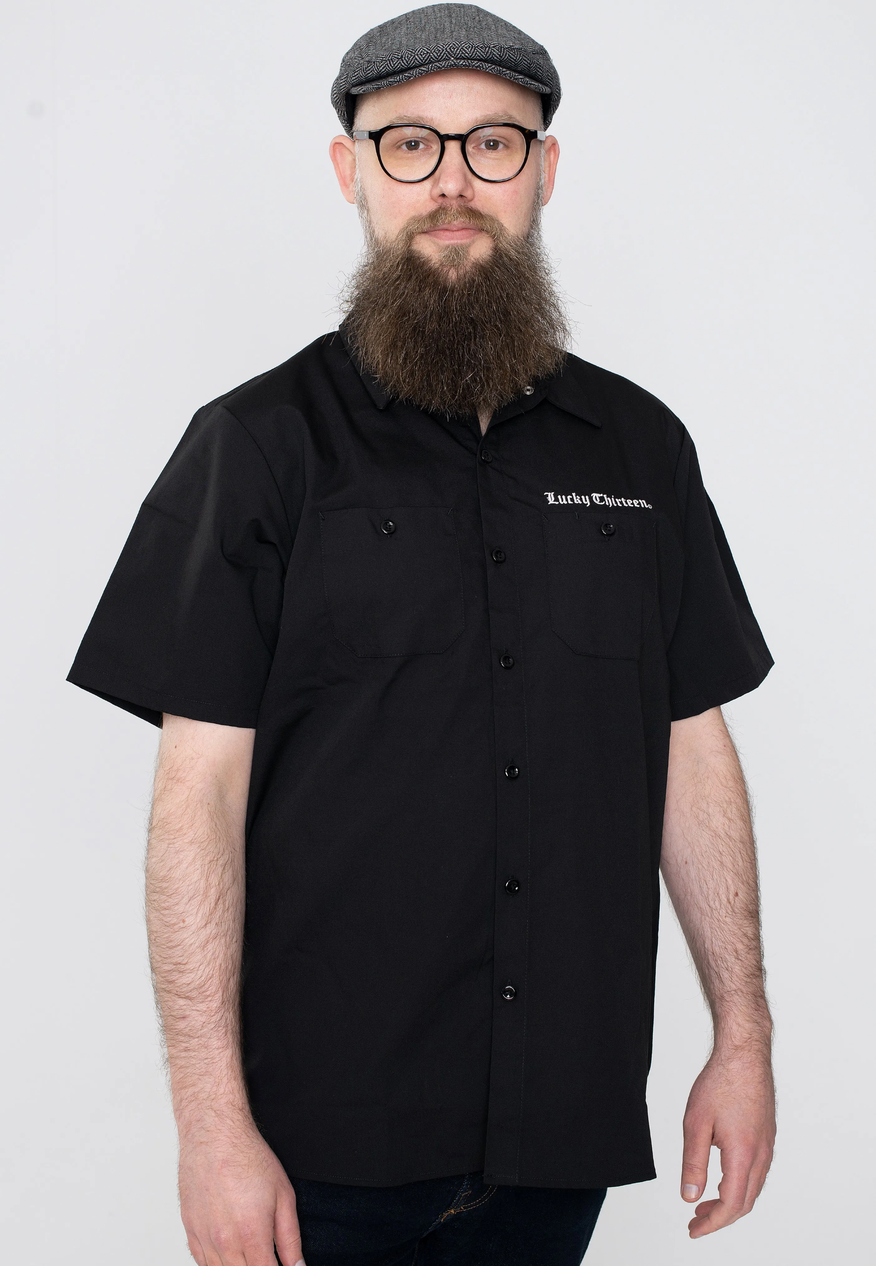 Lucky 13 - The Winged Skully Work Charcoal - Shirt