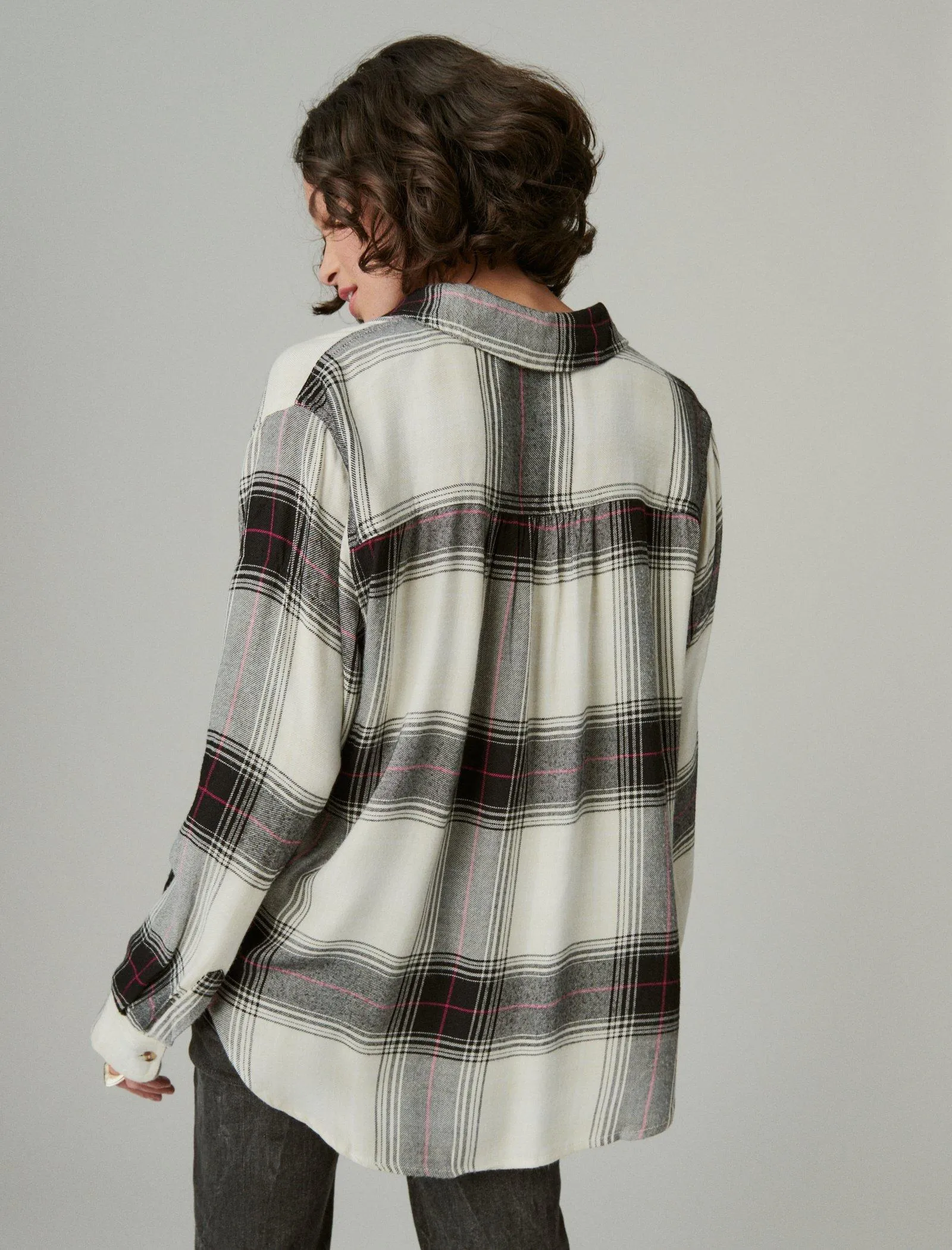 Lucky Brand Women's Cloud Plaid Boyfriend Shirt