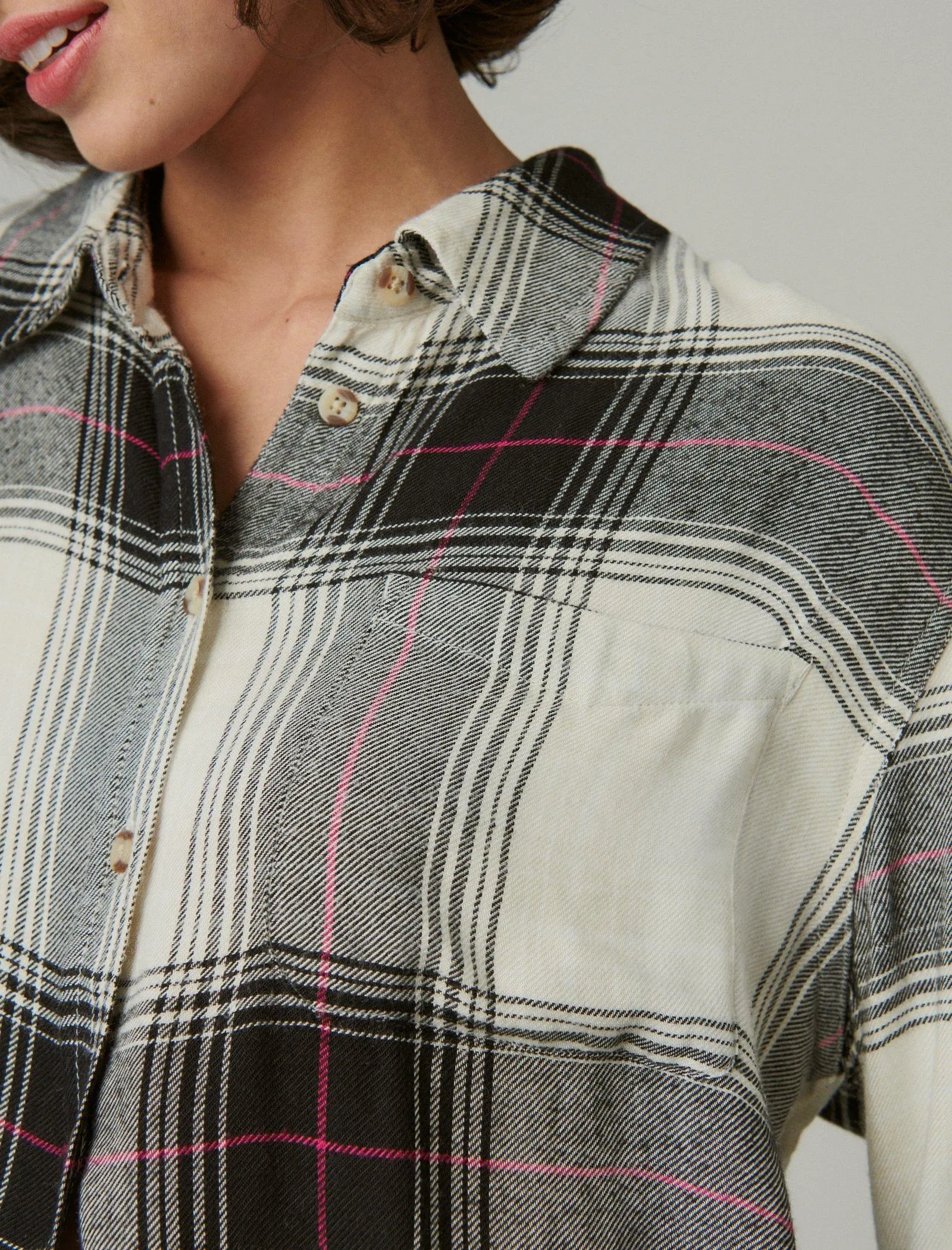 Lucky Brand Women's Cloud Plaid Boyfriend Shirt