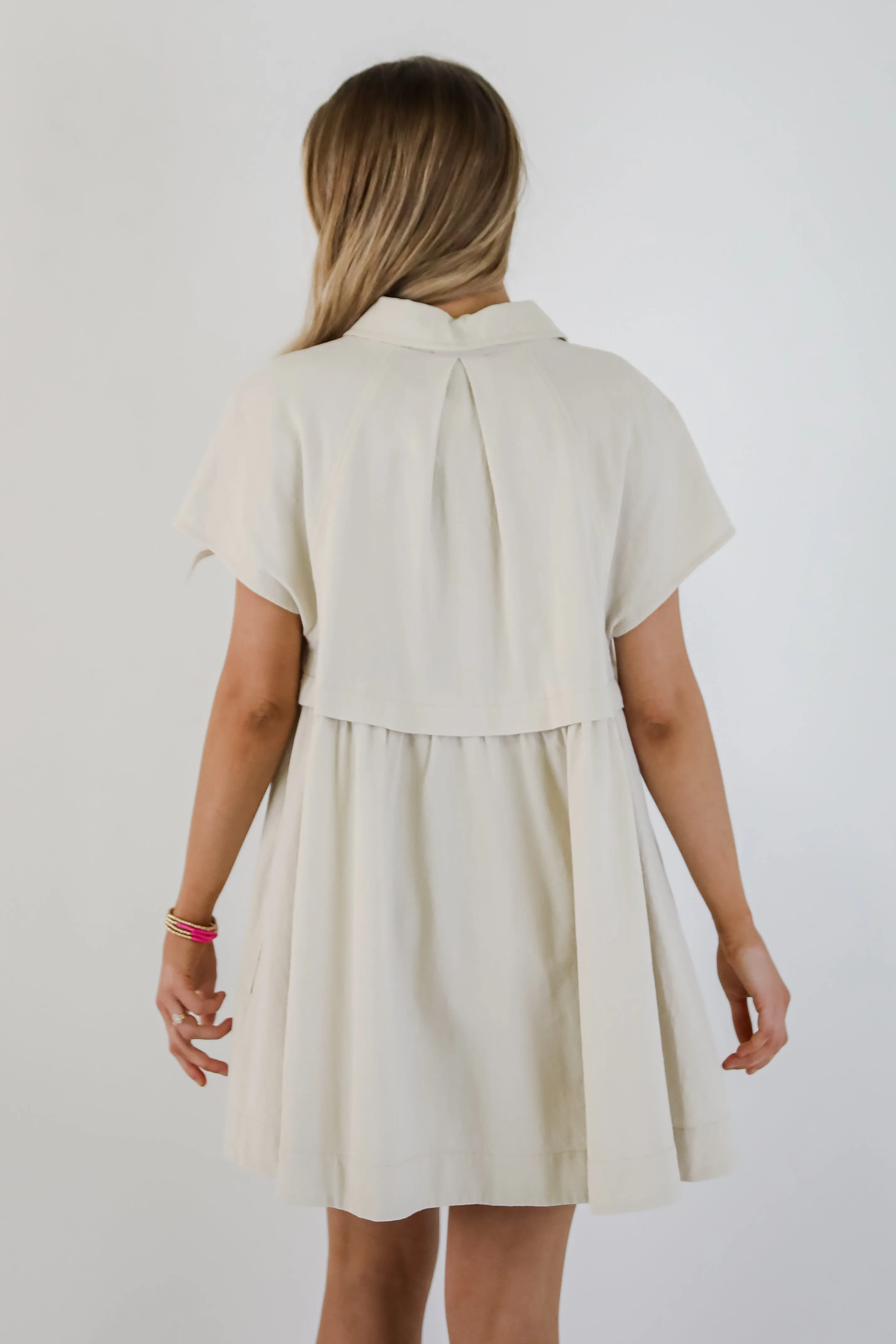 Lucky To Be Me Beige Babydoll Mini Dress