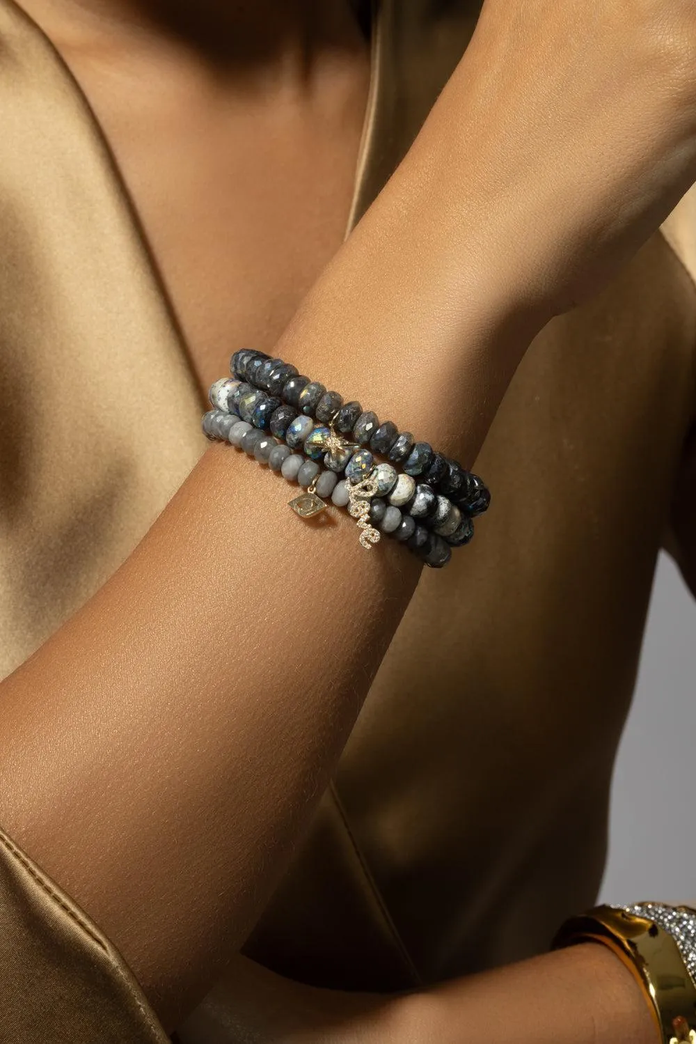 Medium Evil Eye Silverite Charm Bracelet