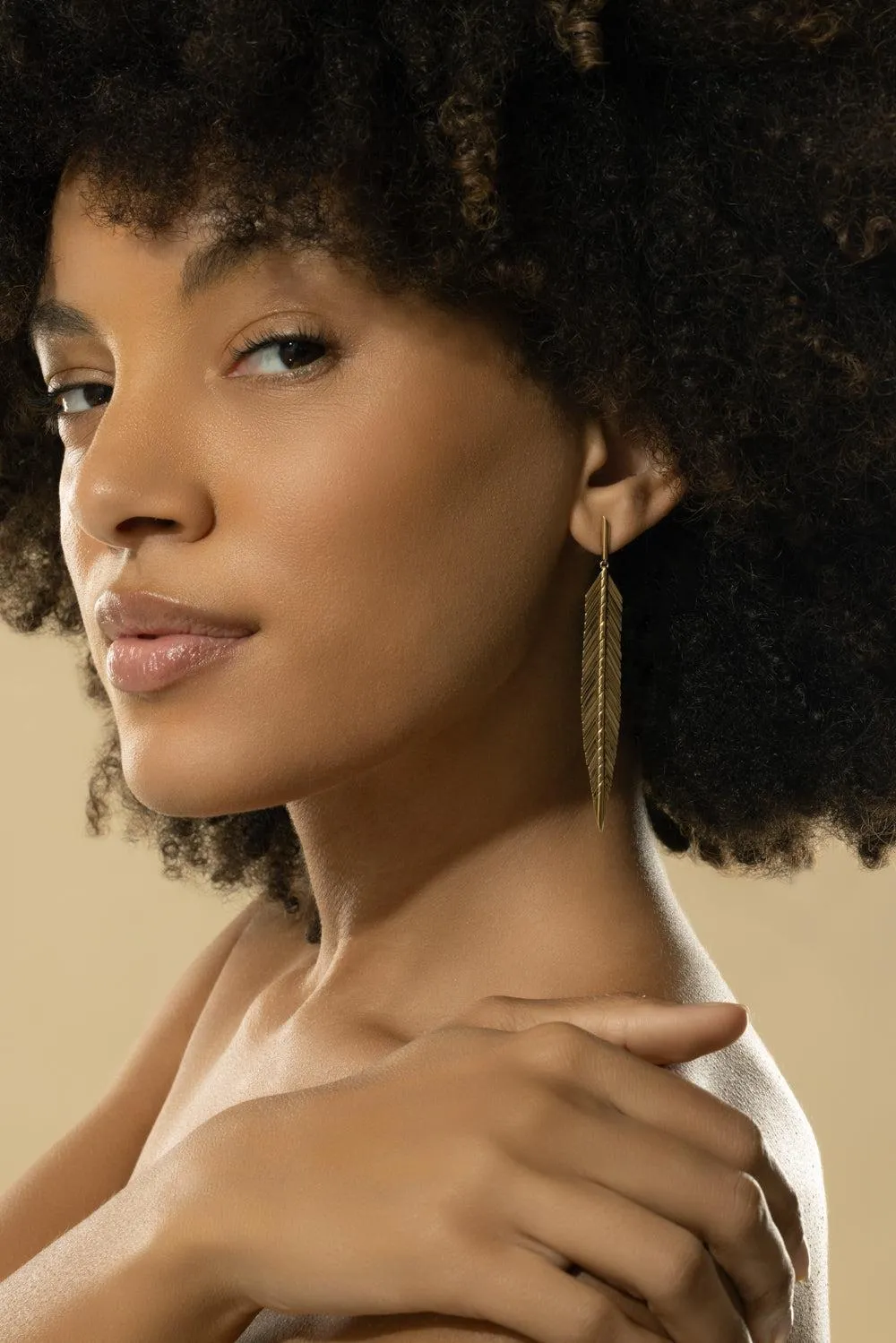 Medium Feather Drop Earrings