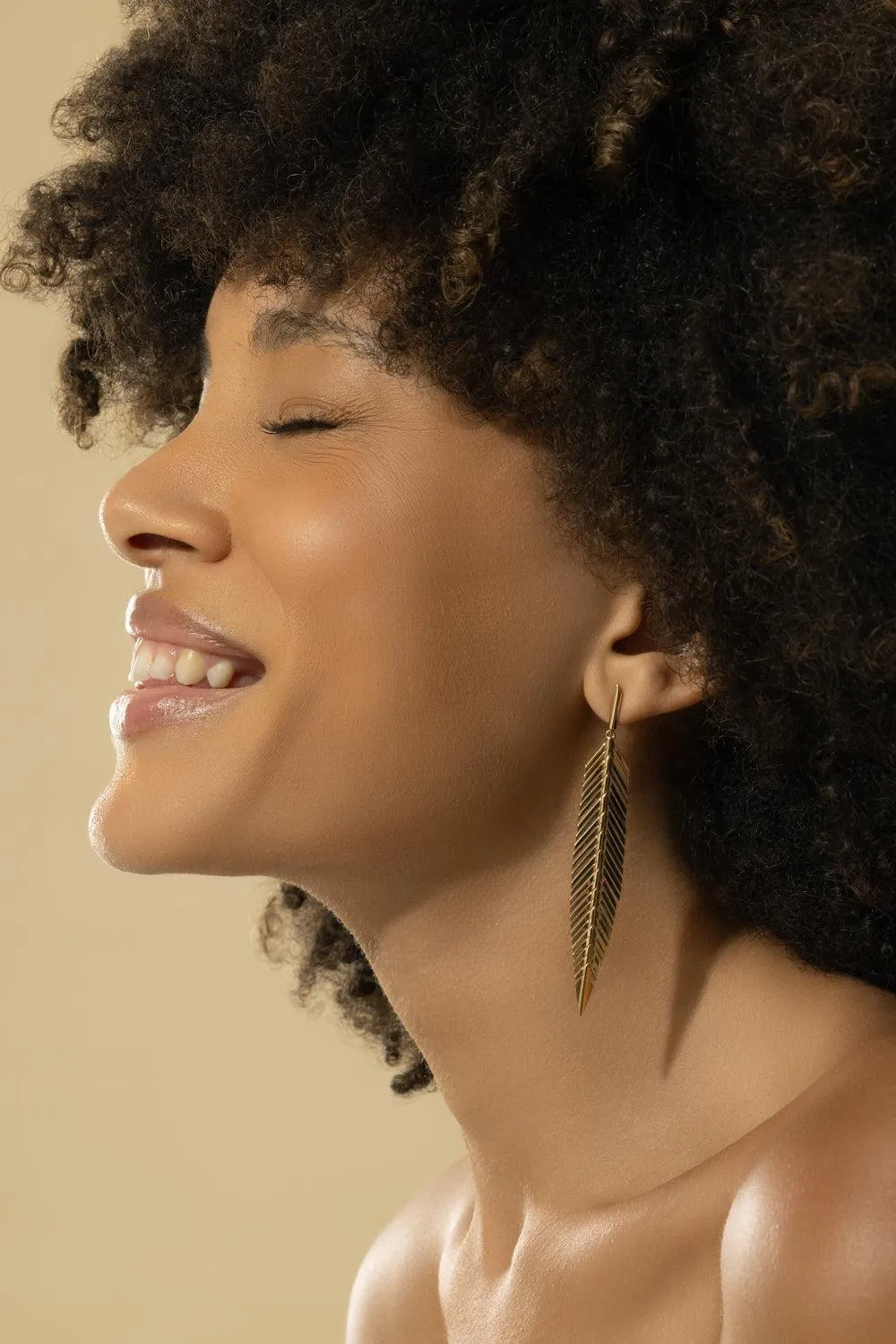 Medium Feather Drop Earrings