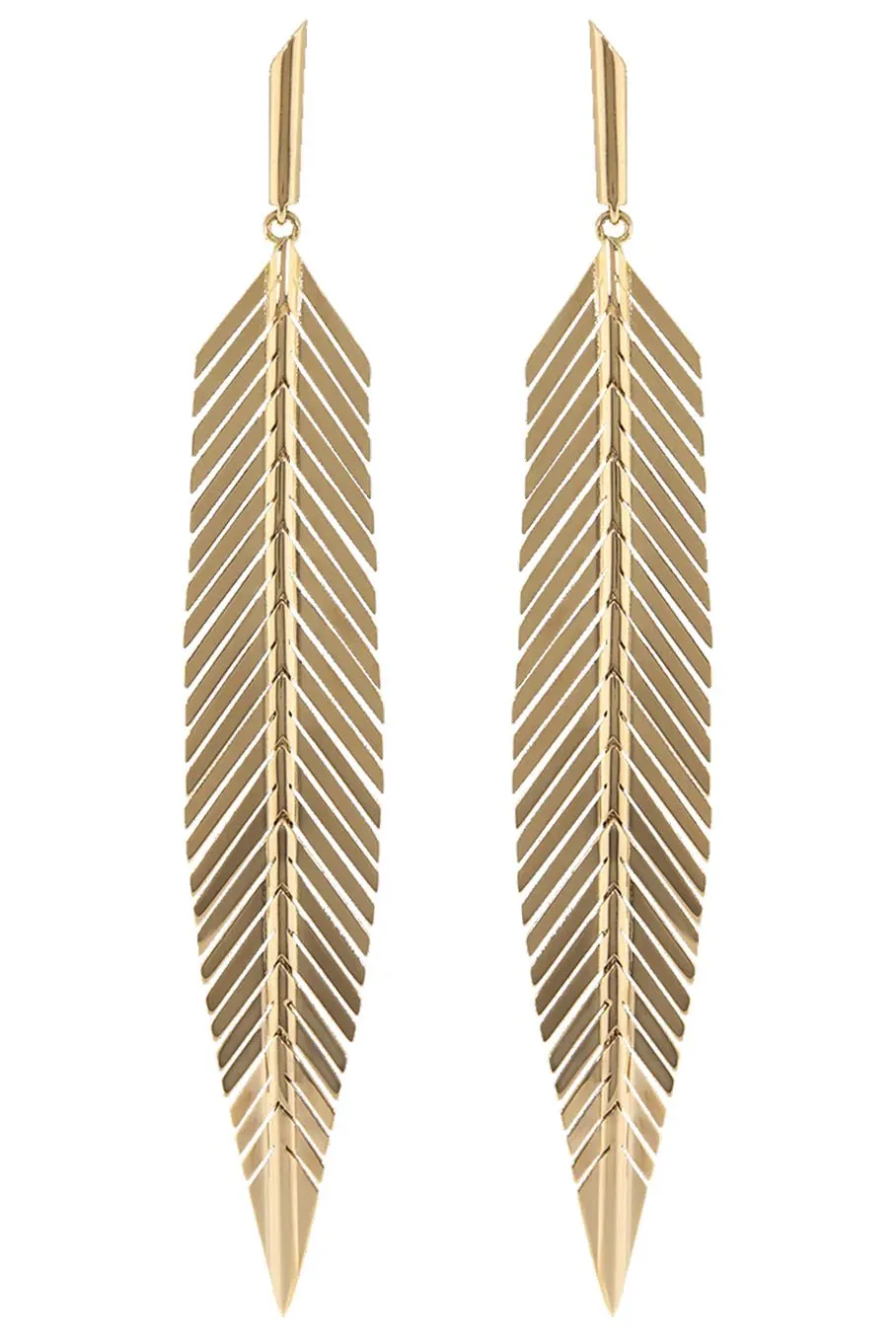 Medium Rose Gold Feather Drop Earrings