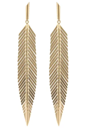 Medium Rose Gold Feather Drop Earrings