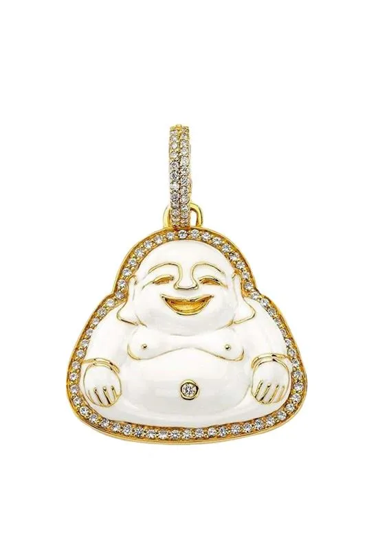 Medium White Enamel Buddha Pendant
