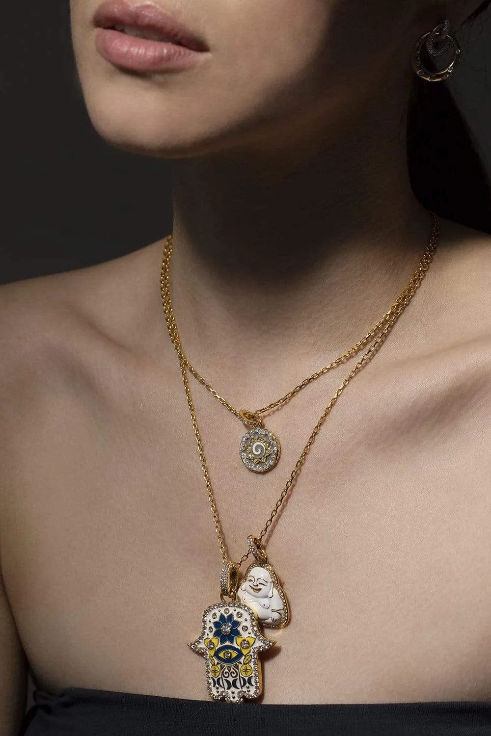 Medium White Enamel Buddha Pendant
