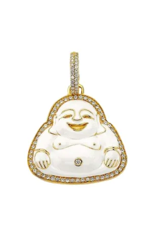 Medium White Enamel Buddha Pendant