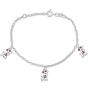 Mimi & Max Children's White Dog Charm on 2mm Rolo Chain Station Bracelet in Sterling Silver - 6.5 0.5 in.