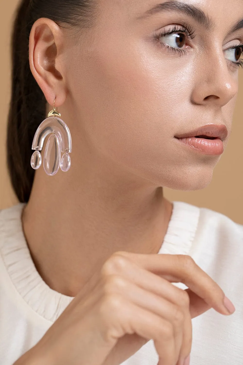 Mini Rose Quartz Chandelier Earrings
