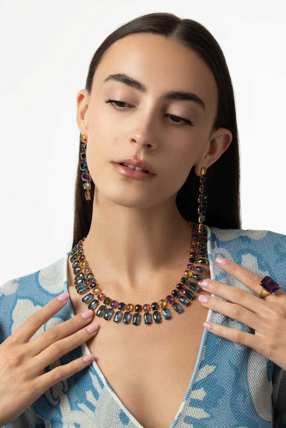 Murano Statement Gemstone Collar Necklace