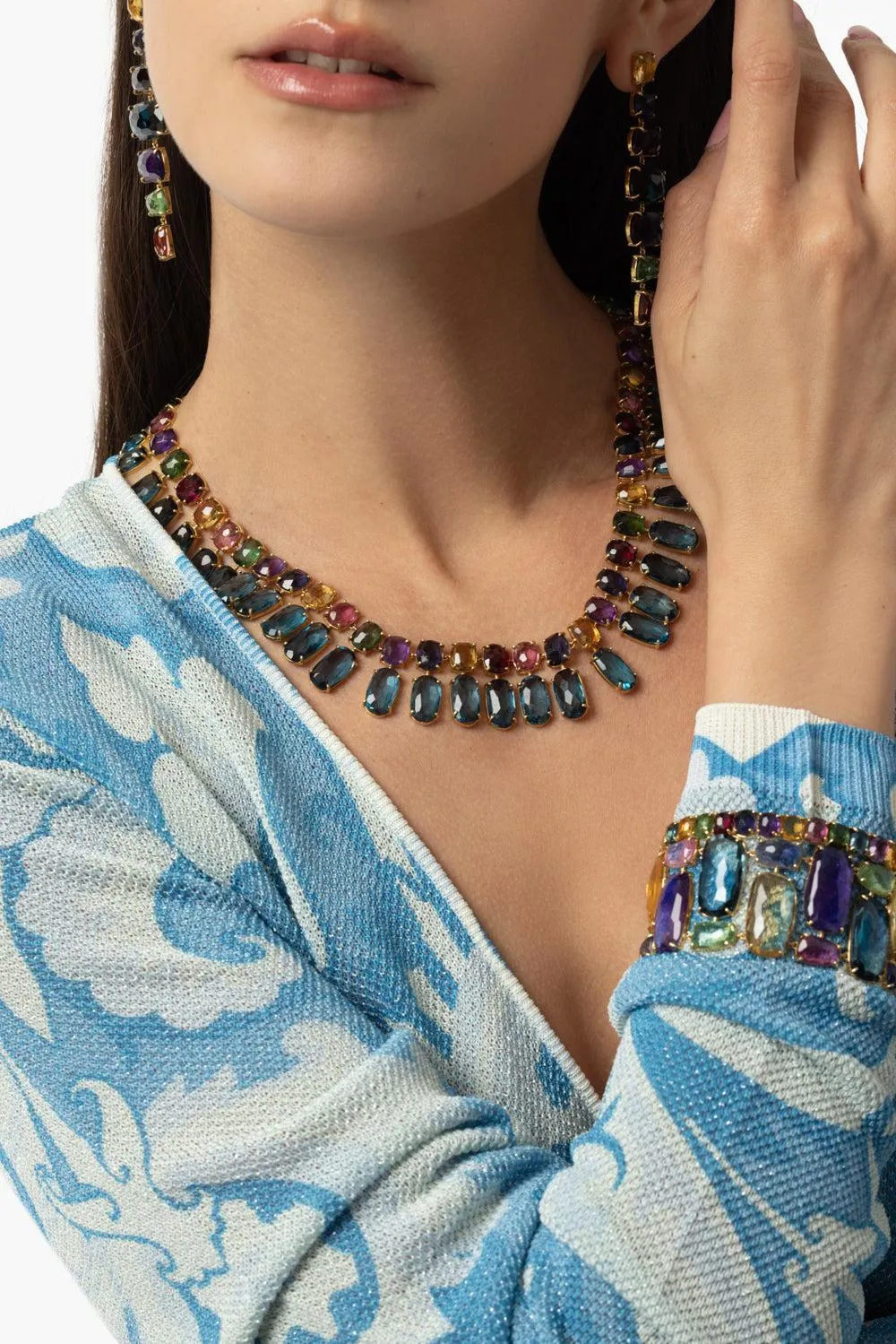 Murano Statement Gemstone Collar Necklace