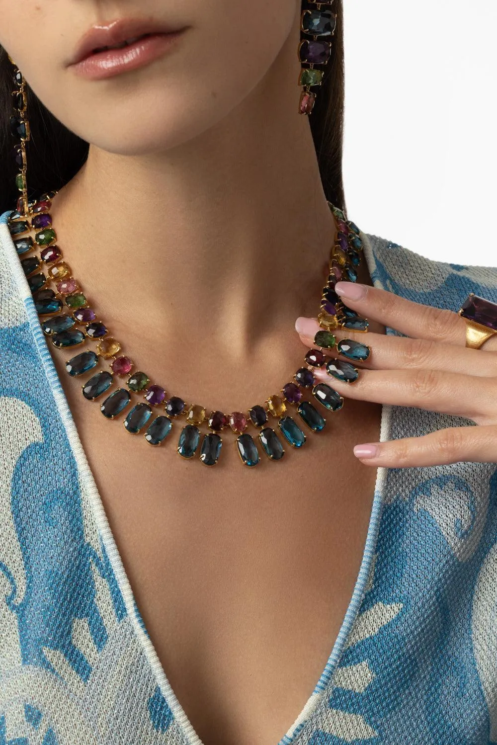 Murano Statement Gemstone Collar Necklace