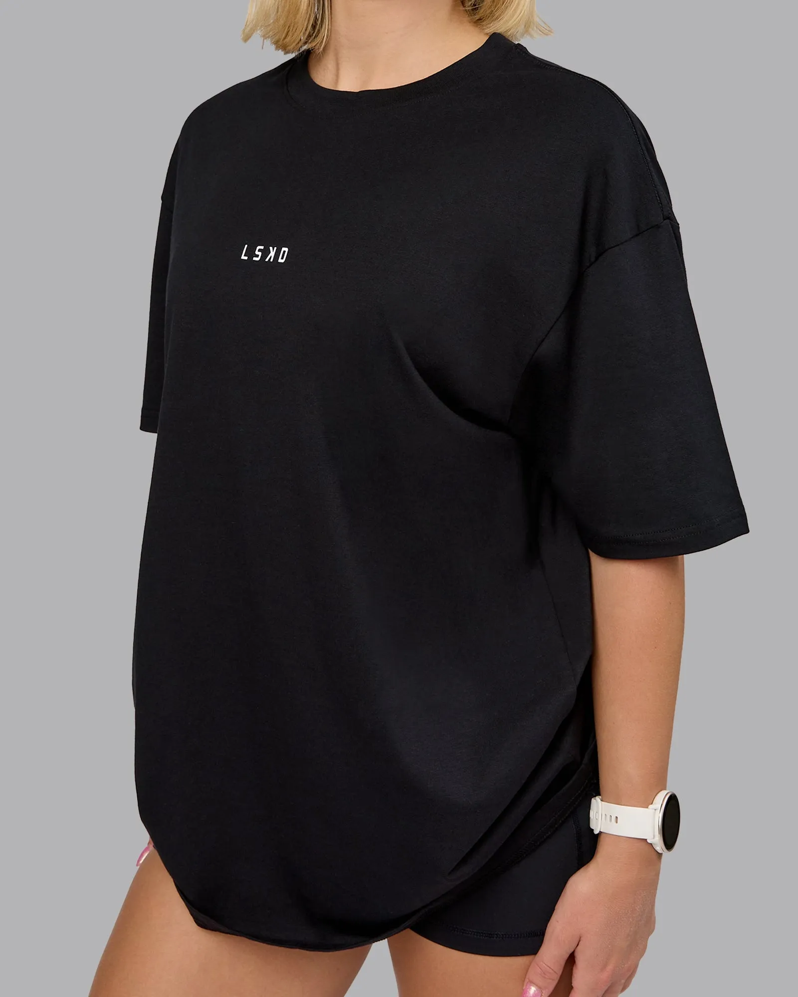 On Repeat FLXCotton Oversized Tee - Black-Mahogany