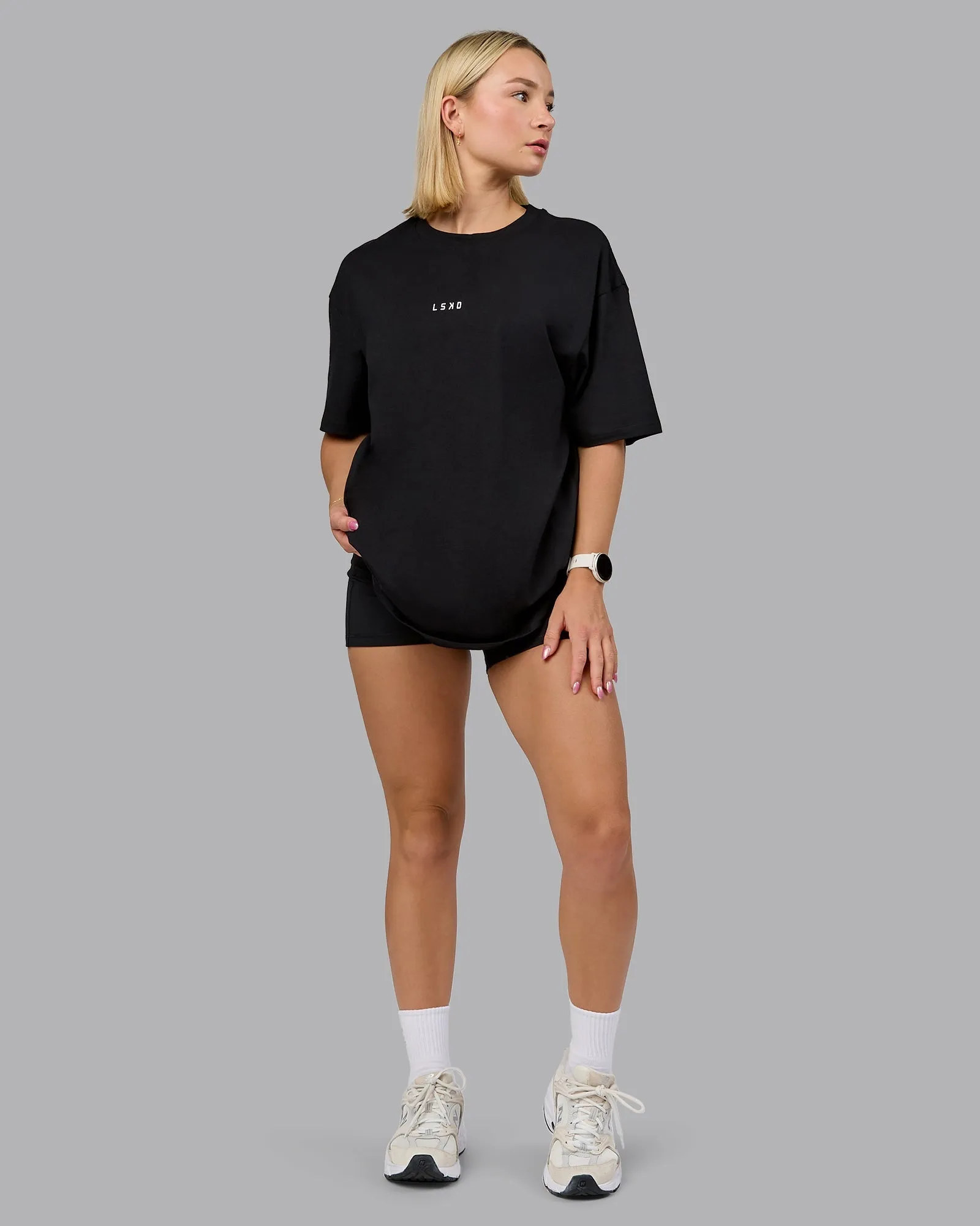 On Repeat FLXCotton Oversized Tee - Black-Mahogany