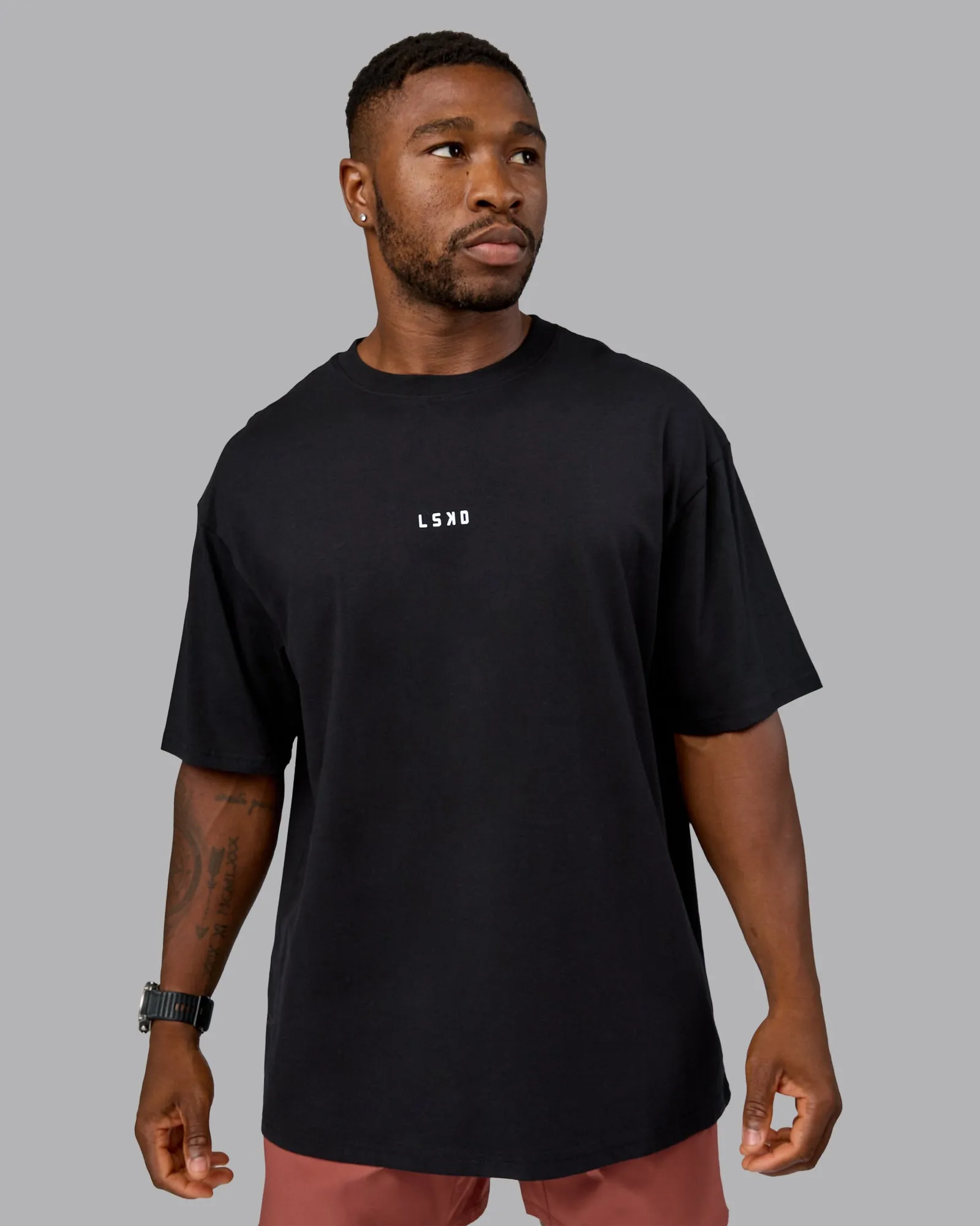 On Repeat FLXCotton Oversized Tee - Black-Mahogany