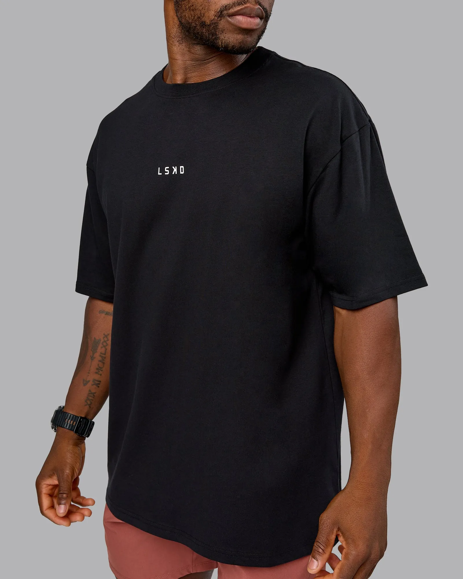 On Repeat FLXCotton Oversized Tee - Black-Mahogany