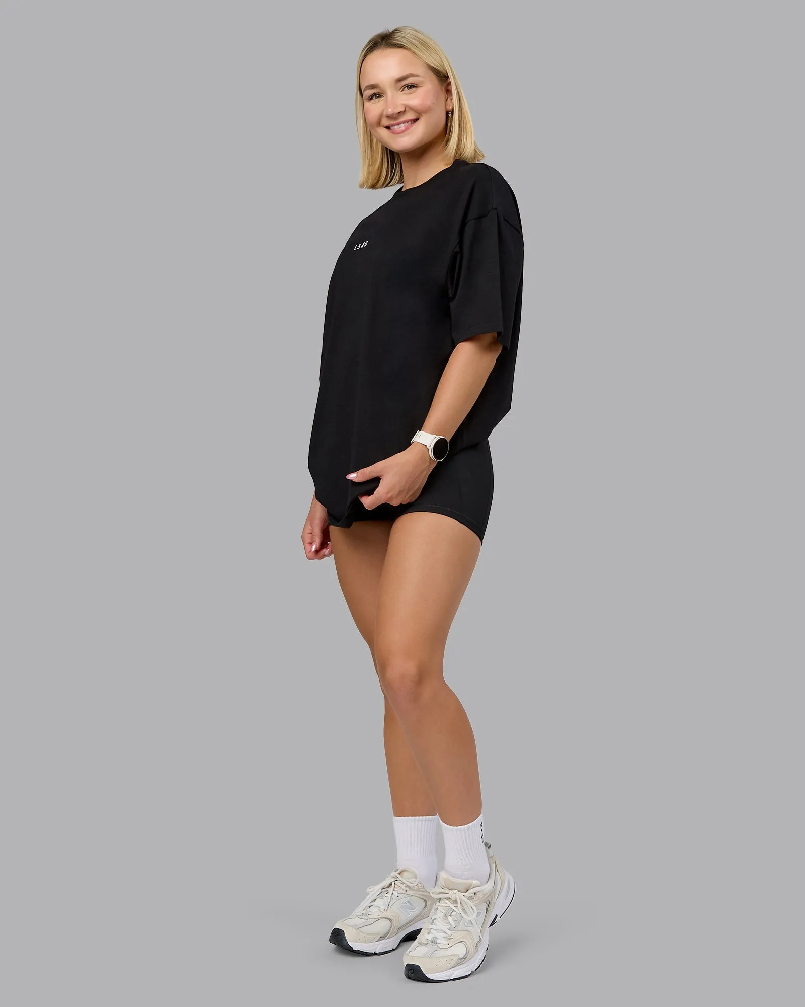 On Repeat FLXCotton Oversized Tee - Black-Mahogany