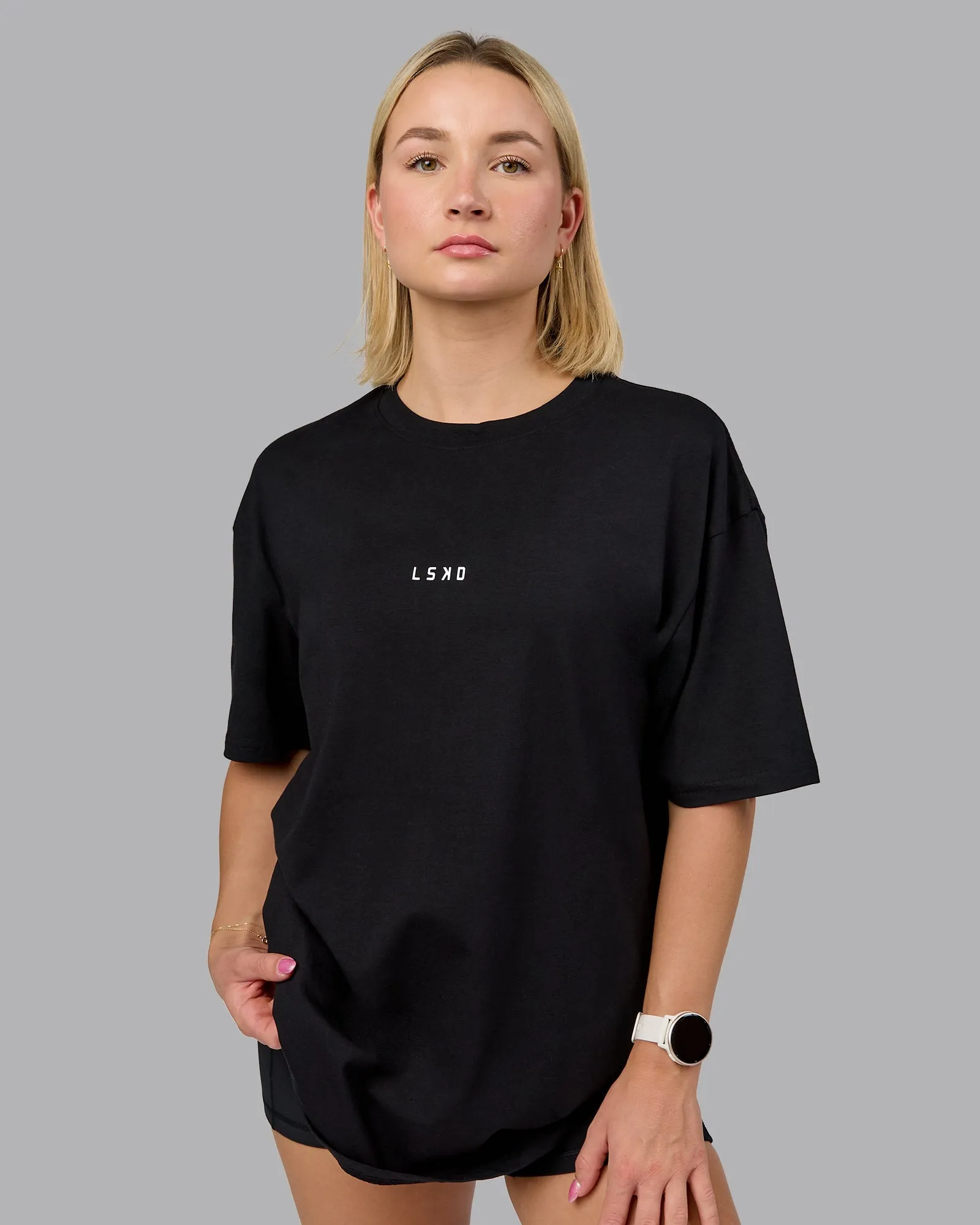 On Repeat FLXCotton Oversized Tee - Black-Mahogany
