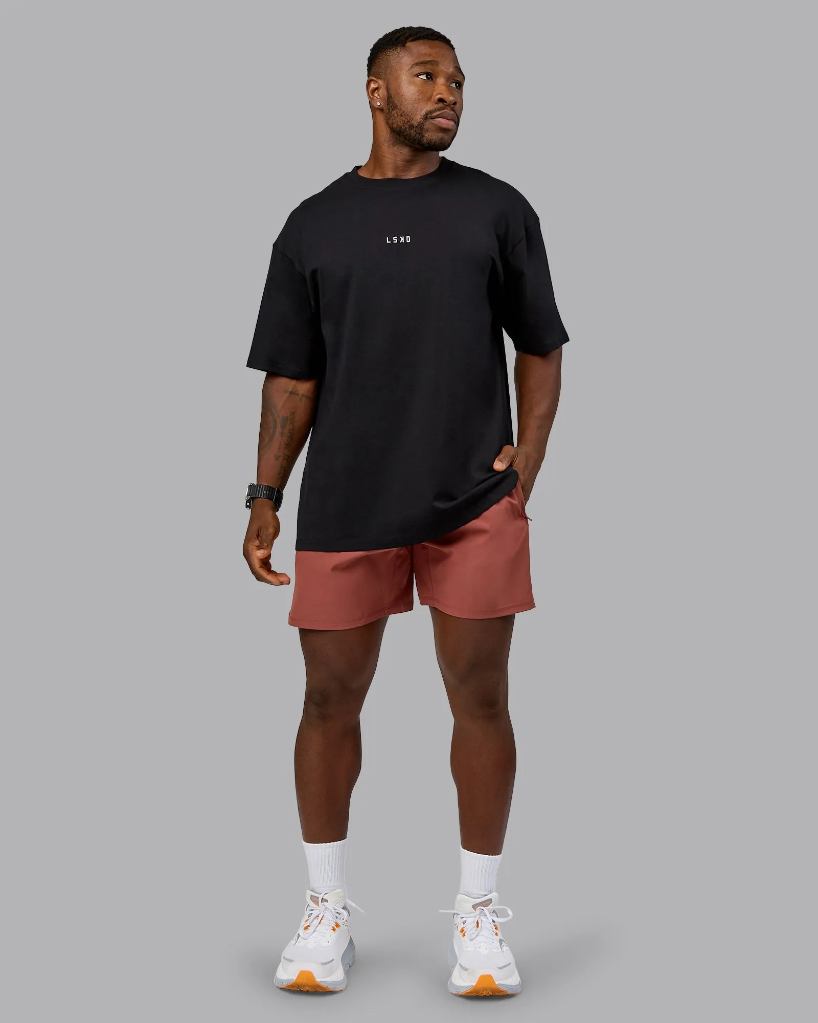 On Repeat FLXCotton Oversized Tee - Black-Mahogany