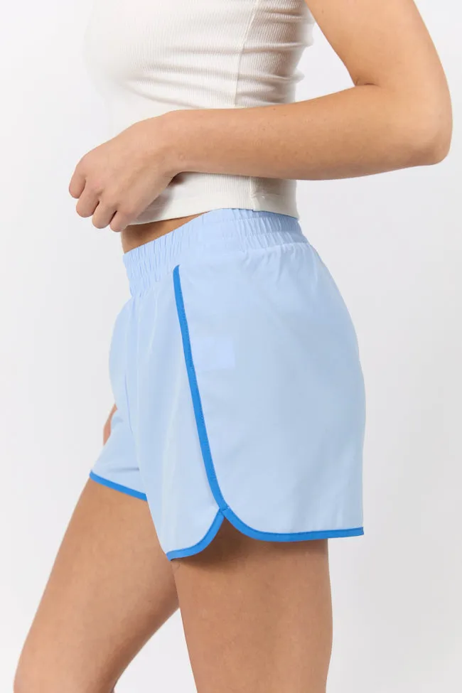 On The Move Blue Running Shorts With Contrast Trim