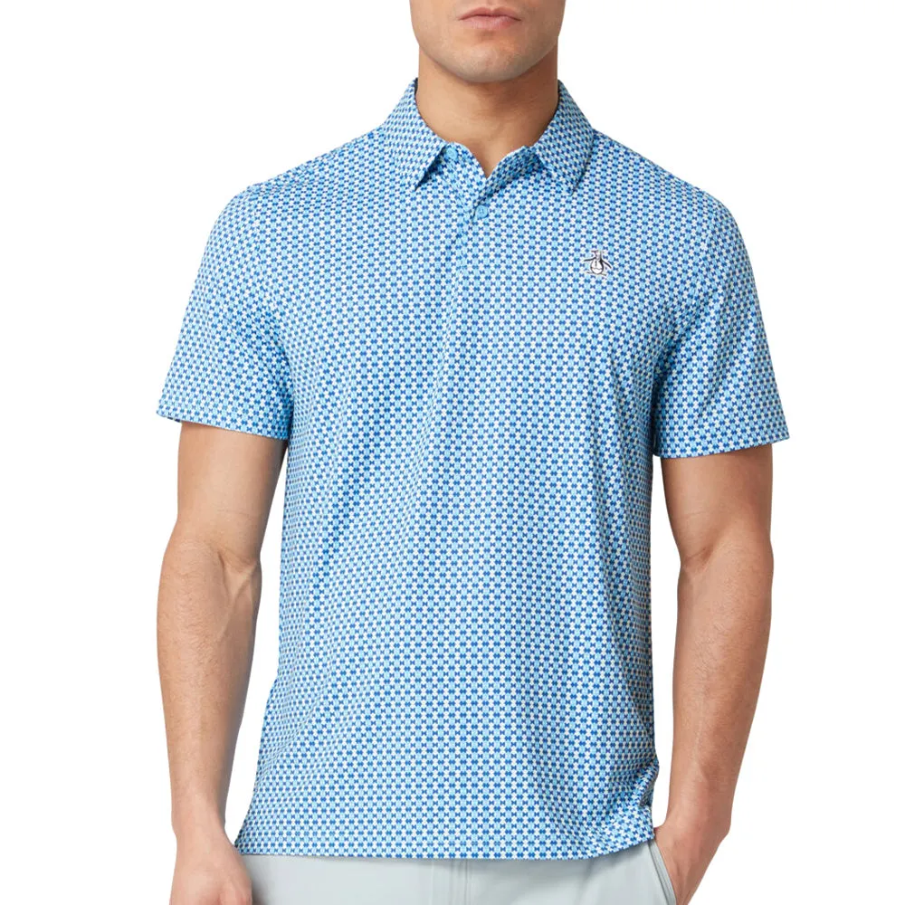 Original Penguin Petes Bowtie Print Polo Shirt - Blue Grotto