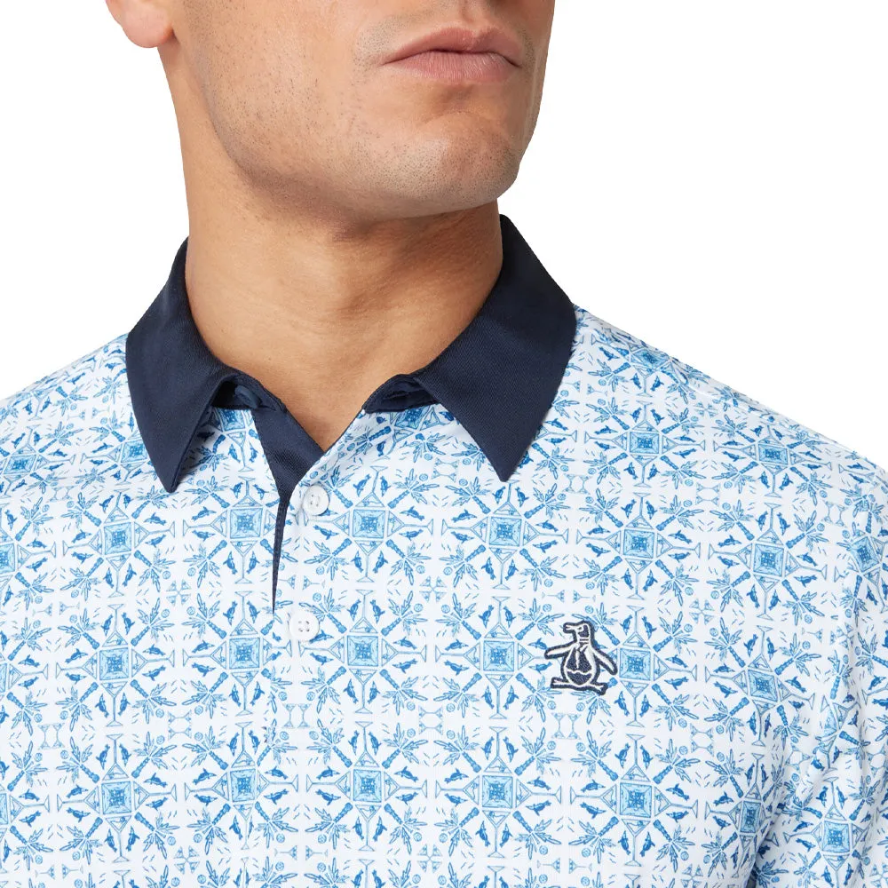 Original Penguin Petes Cocktail Windowpane Polo Shirt - Bright White
