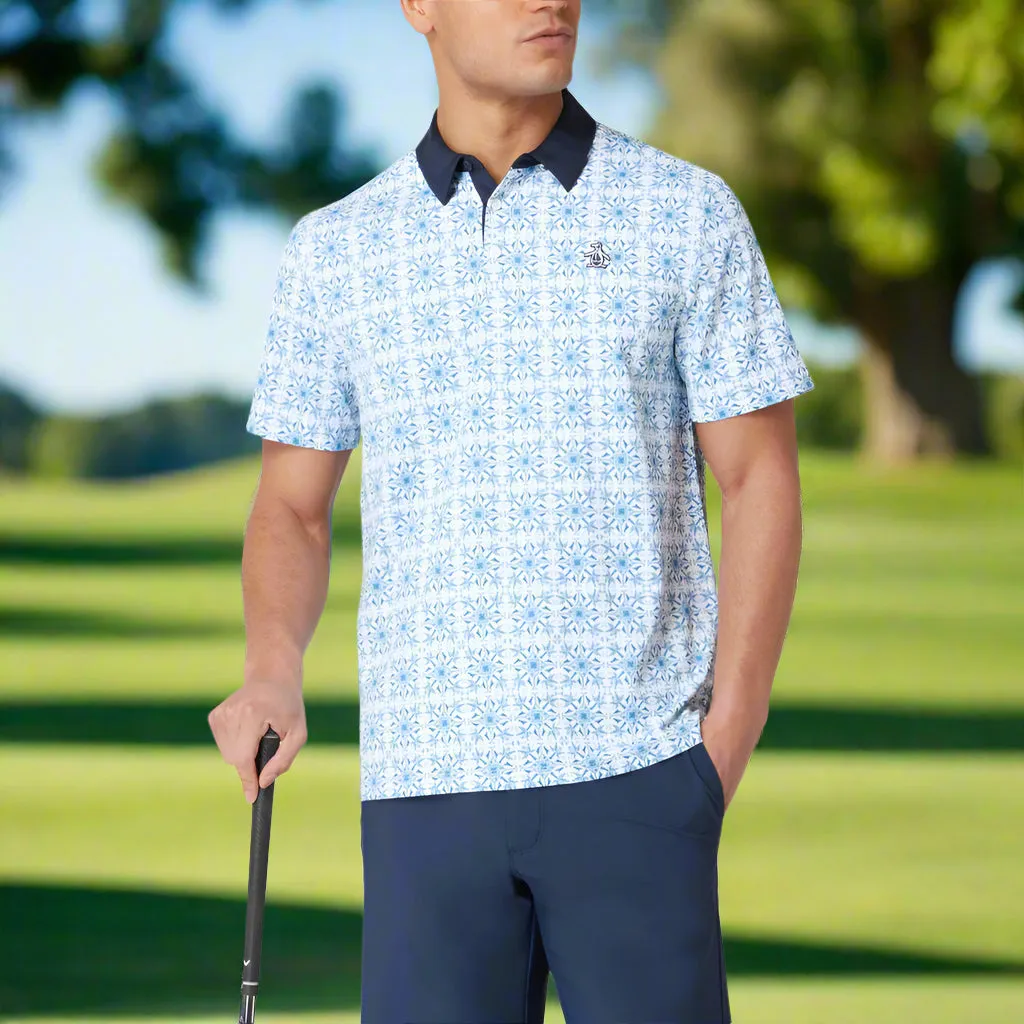 Original Penguin Petes Cocktail Windowpane Polo Shirt - Bright White