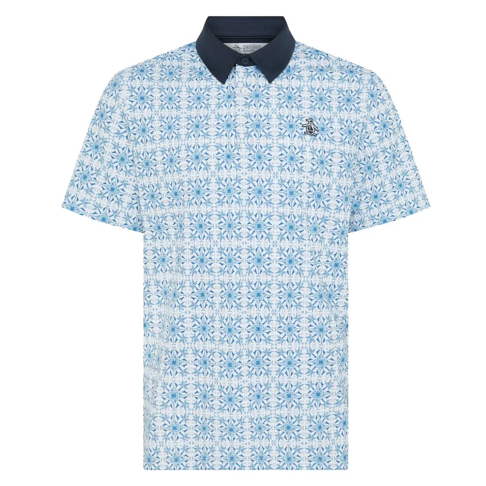 Original Penguin Petes Cocktail Windowpane Polo Shirt - Bright White