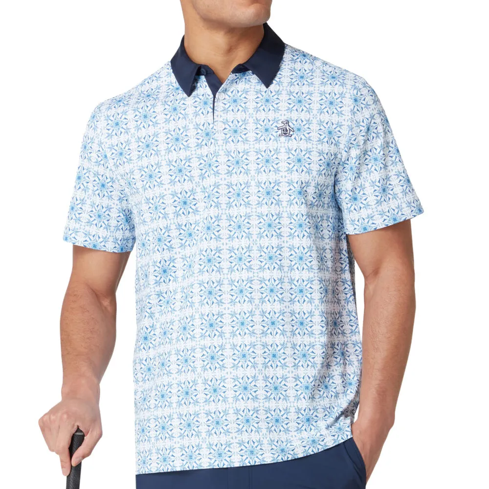 Original Penguin Petes Cocktail Windowpane Polo Shirt - Bright White