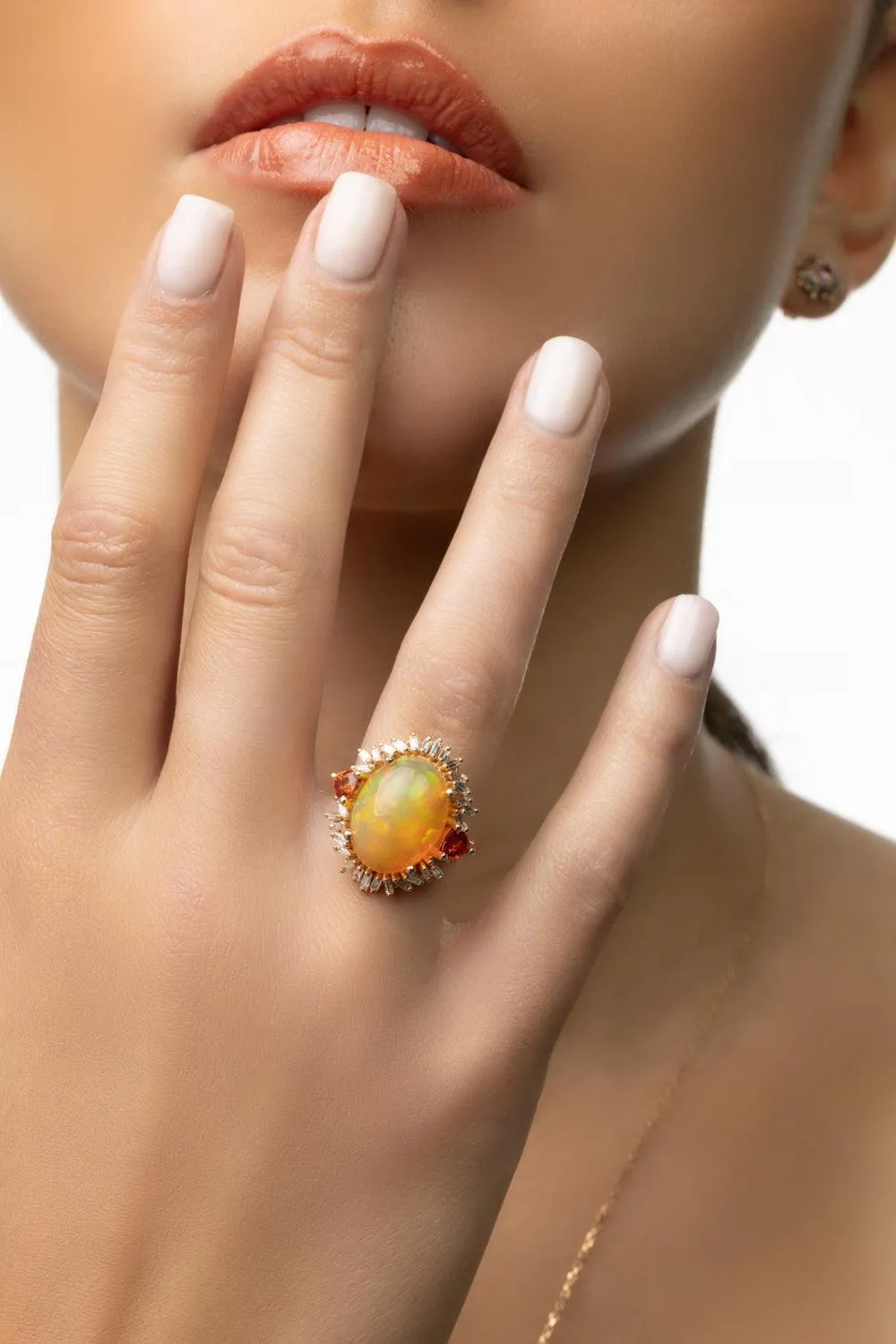 Oval Opal Diamond Portrait Ring