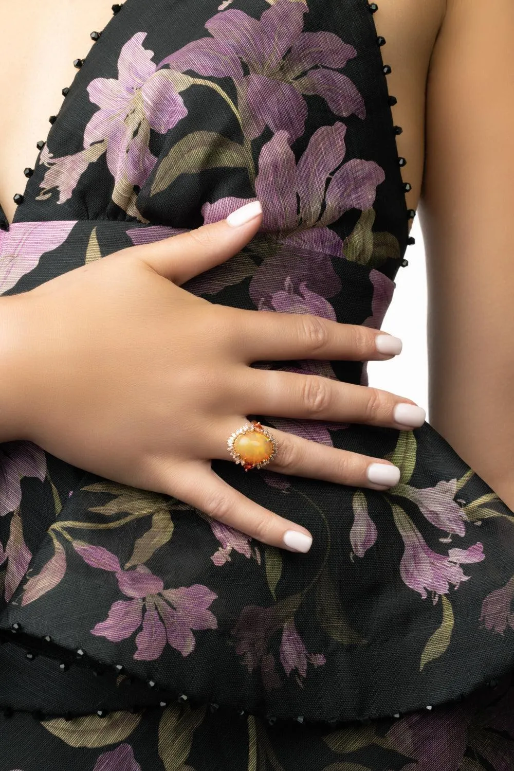 Oval Opal Diamond Portrait Ring