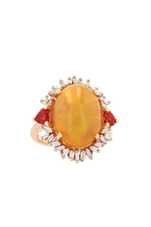 Oval Opal Diamond Portrait Ring