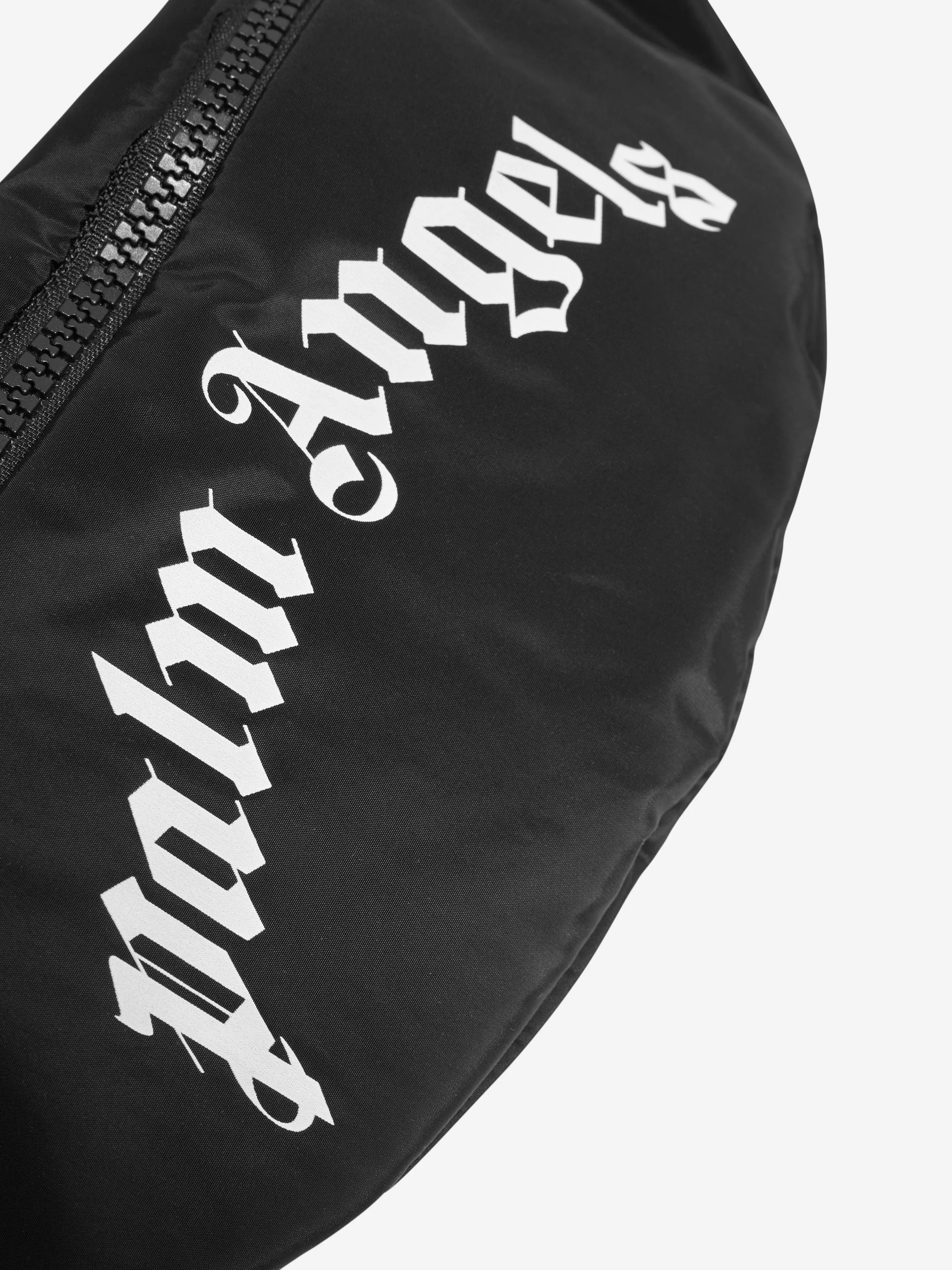 Palm Angels Boys Curved Logo Belt Bag in Black (23cm)