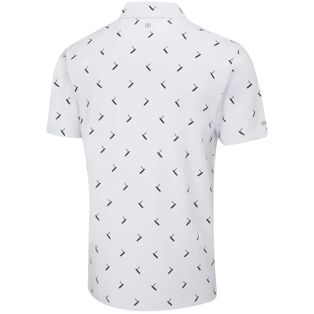 Ping Gold Putter Printed Polo Shirt - White/Navy Multi