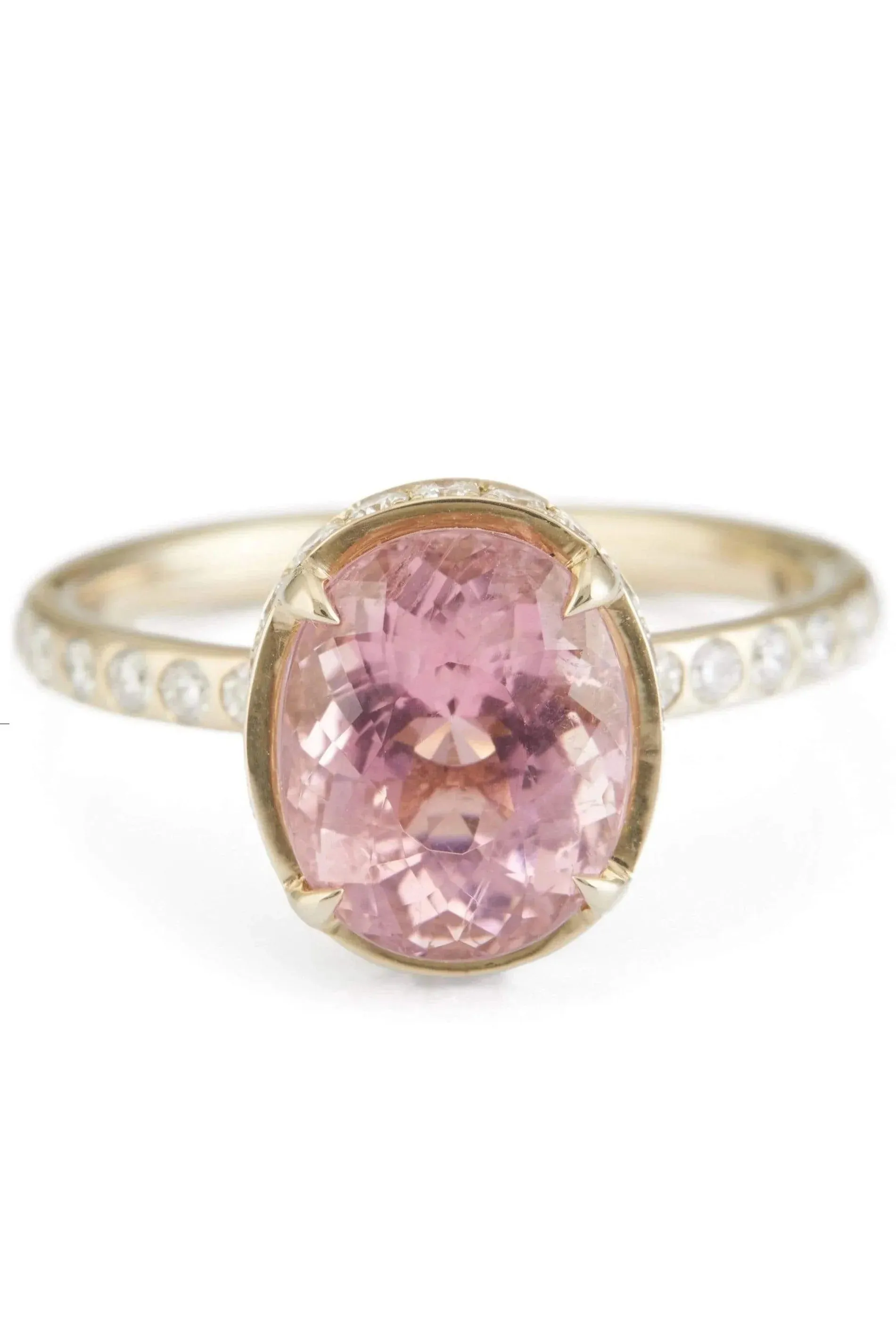 Pink Tourmaline Diamond Halo Ring