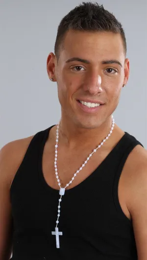 Plastic Rosary Bead Necklace in Phosphorus